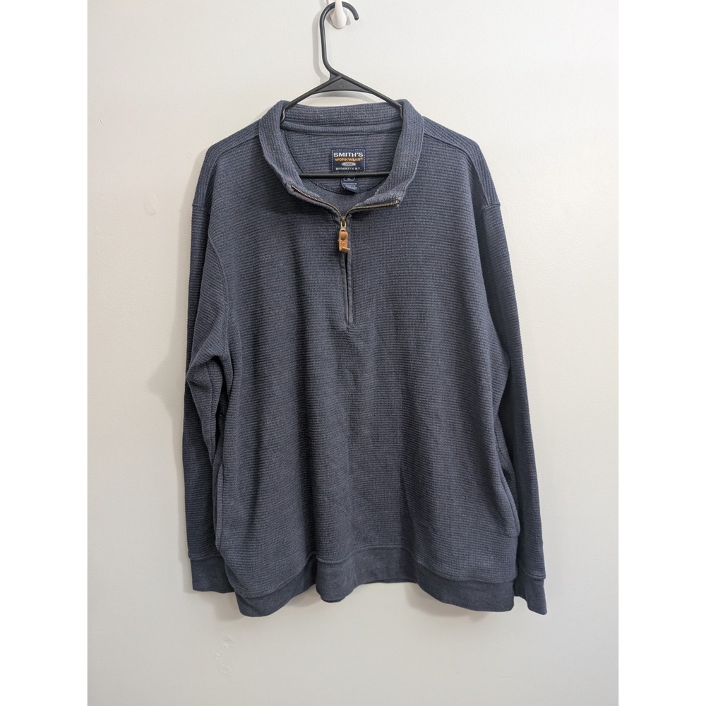 L2 Smith's Workwear of BROOKLYN Blue Quarter Zip Men's Sweater Size‎ XL